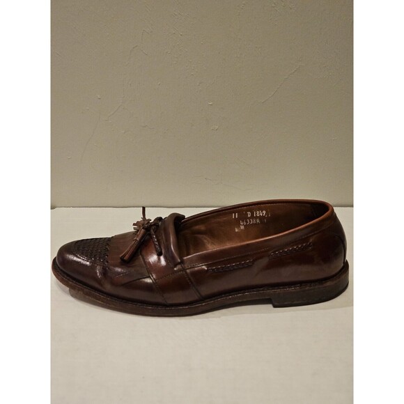 Men's ALLEN EDMONDS CODY Kiltie Tassel Loafers 11 D Brown Woven Leather Shoes - Picture 4 of 14